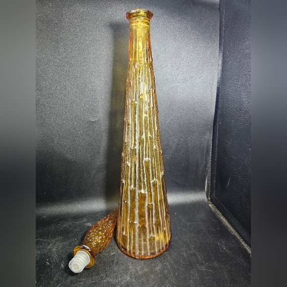 Elegant Vintage Empoli Amber Genie  Glass Bottle - Picture 4 of 10